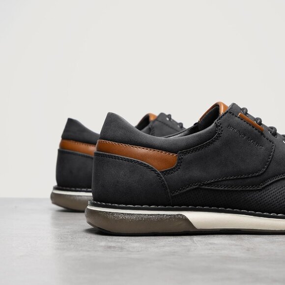 Casual Dress Oxford Shoes Men's Black-Waxy Business Formal Comfort Derby Sneaker - Picture 4 of 7